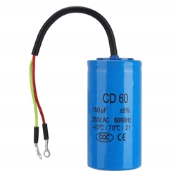 CD60- CAPACITOR  WIRE LEAD 150uf  25VAC