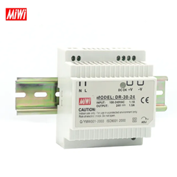 DR-30-24  MIWI POWER SUPPLY, 30 W, SINGLE OUTPUT, 24 V, 1.5 A INDUSTRIAL PLASTIC AC-DC