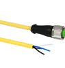 7000-12221-0340200 Murrelektronik connection cable, M12 axial female to pigtail, 4-pole, PUR jacket, yellow, 6.5ft/2m cable length, IP65 IP66K IP67.