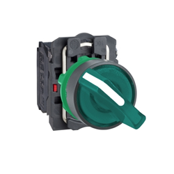 SCHNEIDER XB5AK123G5, Illuminated selector switch, grey plastic, green handle