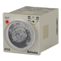 ATE8-46 Autonics Timer, Analog, 6 Sec/ 60 Sec/ 6 Min/ 60 Min/ 6 Hour, Time limit 1C + Instantaneous 1a, 8-Pin