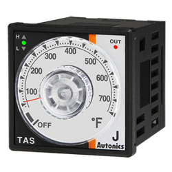 TAS-B4RJ4F  Autonics Temp Control, 1/16 DIN, Analog, PID Control, Relay Output, J Thermocouple, 32 to 752 F, 100-240 VAC
