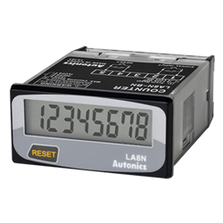 LE8N-BN Autonics Hour Meter, 8 digits LCD, 1/32 DIN, Built-in Battery power, Selectable front reset key