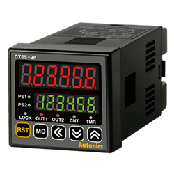 CT6S-2P4 Autonics Counter/Timer, W48xH48mm, 6-Digit, LED, 2 Preset, PNP or NPN Input, Prescale value setting, 2 2 Relay SPST(2a) 250VAC 5A