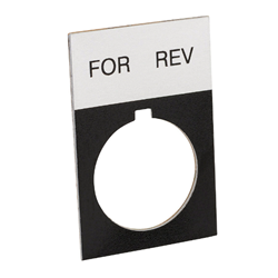 ECX1670A-B13  legend plate, aluminum, rectangular, black field, silver background, black engraved text, legend plate marking "FOR REV".