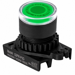 Autonics S2PR-P3G Green Illuminated Push Button Control Switch Unit, LED Block Required