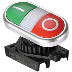 Autonics S2TR-P3W Illuminated Double Push Button Switch Unit, Green ON / Red OFF, LED Block Required