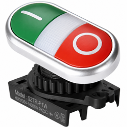 Autonics S2TR-P1W Ø22/25 mm Non-Illuminated Double Push Button Switch Head, Green/White, Momentary
