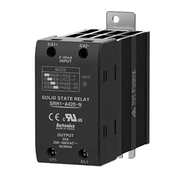 Autonics SRH1-A420-N Single-Phase Analog Input Solid State Relay (SSR), Integrated Heatsink, 20A, 200–480VAC Load, 4–20mA Input