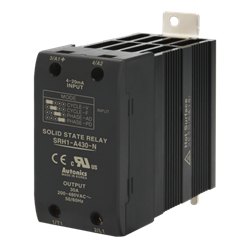 Autonics SRH1-A430-N Single-Phase Analog Input Solid State Relay, 30A, 200–480VAC, 4–20mA Control, Integrated Heatsink